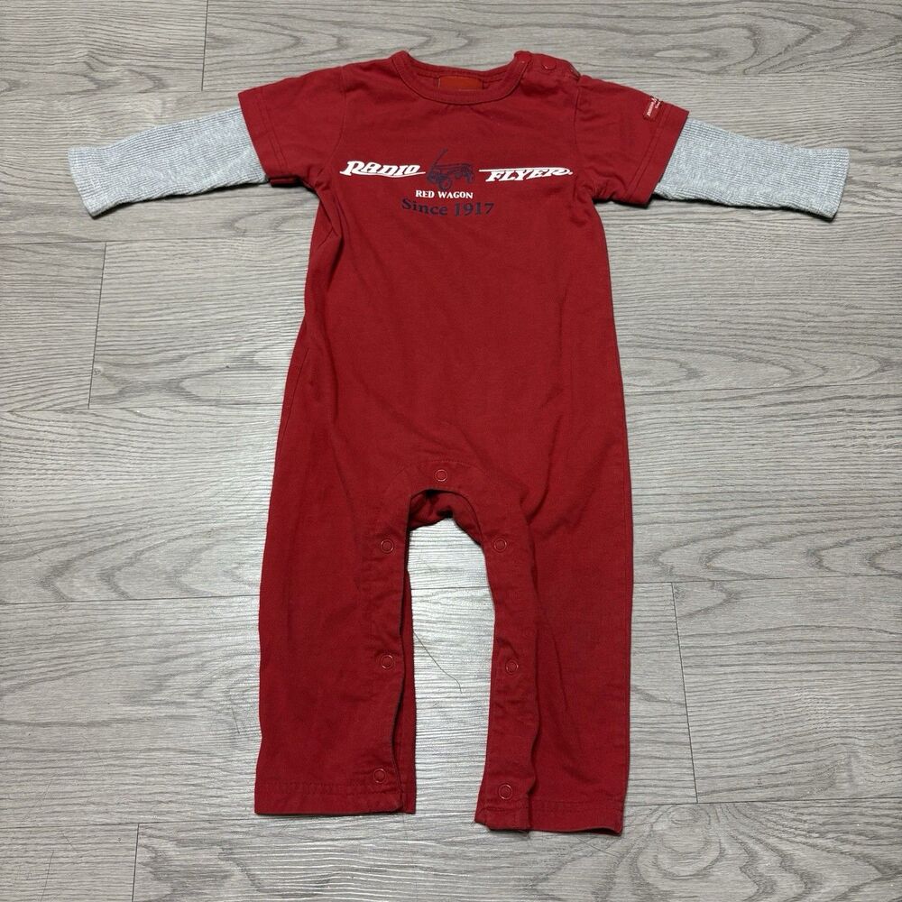 Radio Flyer Baby Long Sleeve One Piece Jumper Overalls Outfit Sleeper Size 18 MO